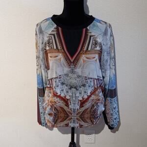 CLOVER CANYON medium sheer abstract top, $178.00
